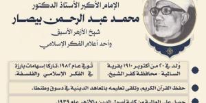 الأوقاف تحيى ذِكرى ميلاد الإمام الأكبر الدكتور محمد عبد الرحمن بيصار :اليوم السابع