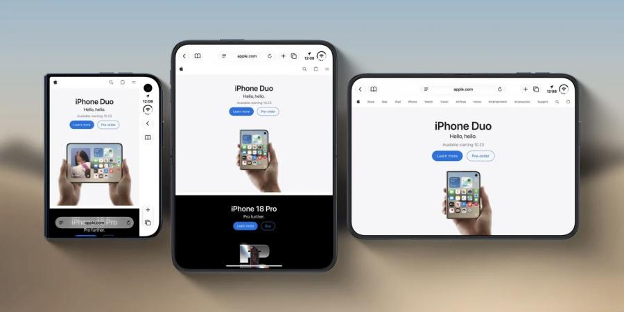 أبل تختبر حلًا لمشكلة ضيق واجهة Safari على الشاشة الخارجية لهاتف iPhone Duo
